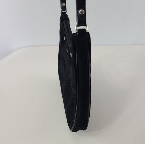 YSL Yves Saint Laurent Suede Patent Leather Demi Pouchette Pochette Baguette Bag - Picture 5 of 16